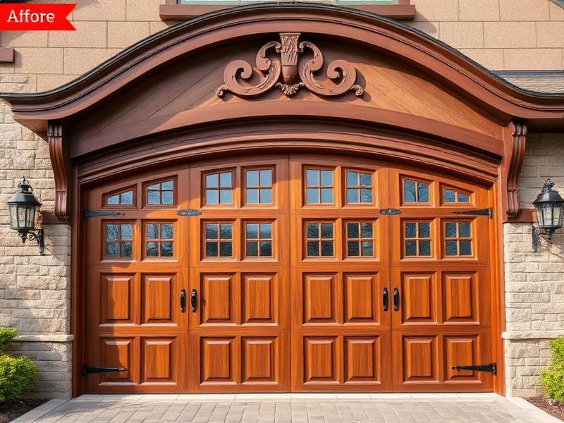 Beautiful Victorian style wooden garage door installation by Waller Garage Doors
