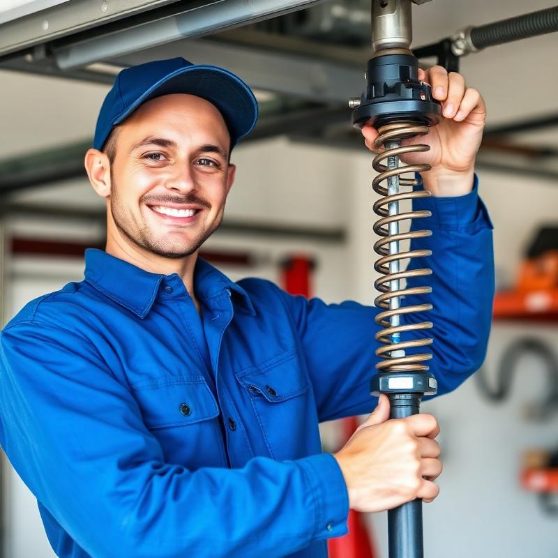 Professional Waller Garage Doors technician inspecting garage door springs